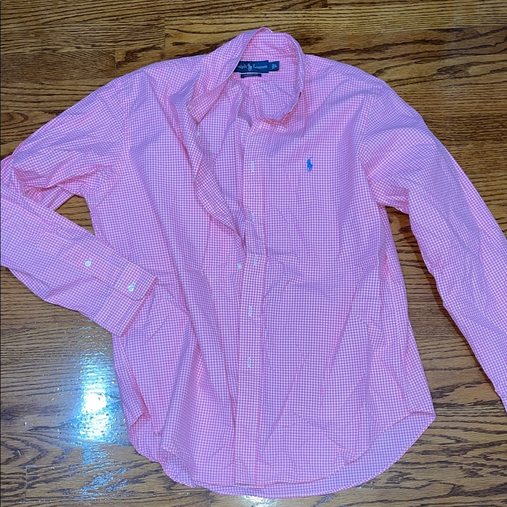 Ralph Lauren Men's Pink Checkered Button Down Shirt